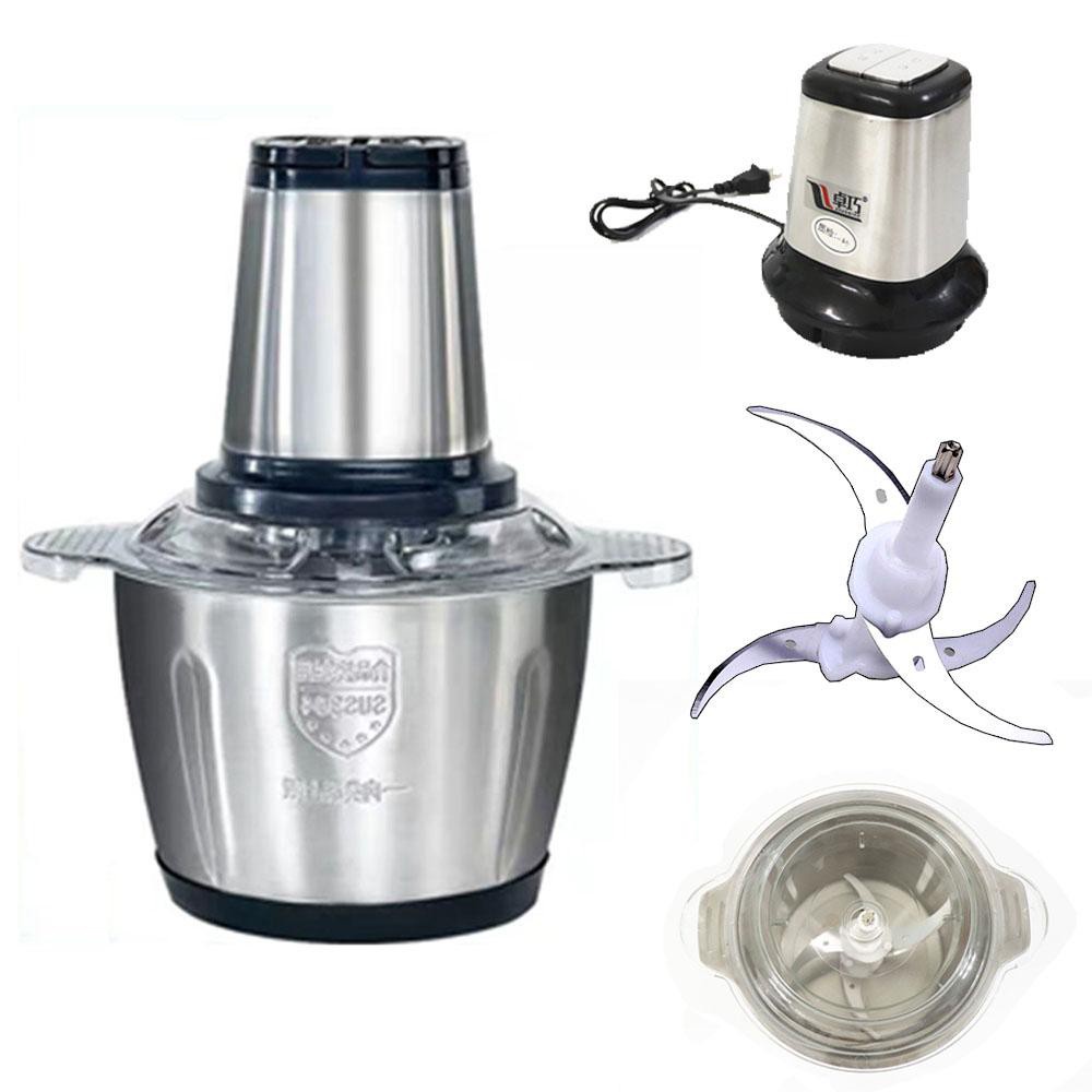 Máy xay thịt đa năng cối inox 304, 2 lít, 4 Lưỡi Đa Năng, Công suất 250W- Xay thịt, xay tỏi ới, xay rau củ quả