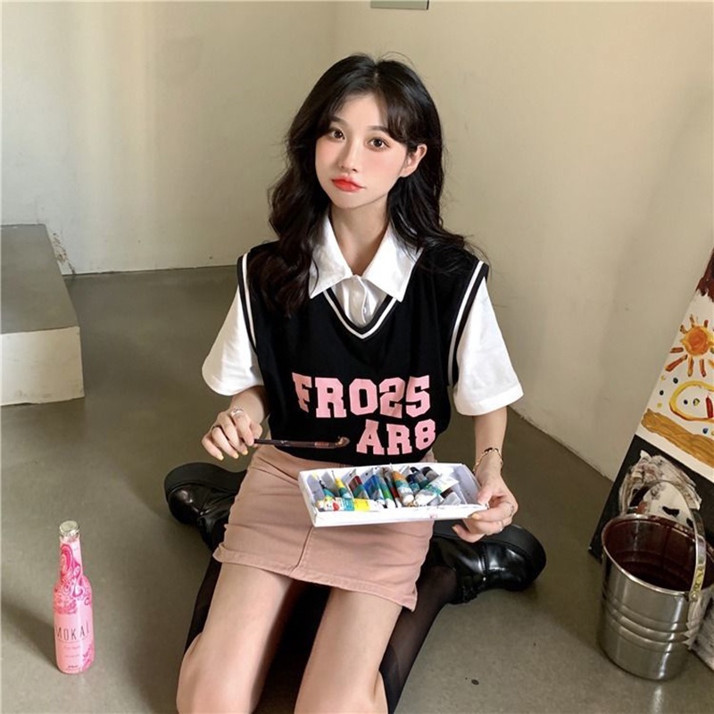 Áo thun IELGY tay ngắn in chữ size rộng cho nữ