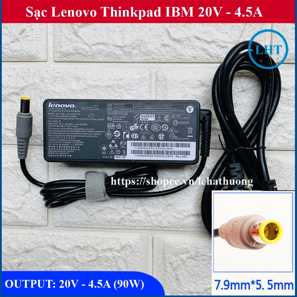 Sạc Laptop Lenovo Thinkpad T420 T420s X200 X220 X230 T400 T410 T430 T520 20V- 4.5A chân kim Adapter IBM Lenovo ThinkPad