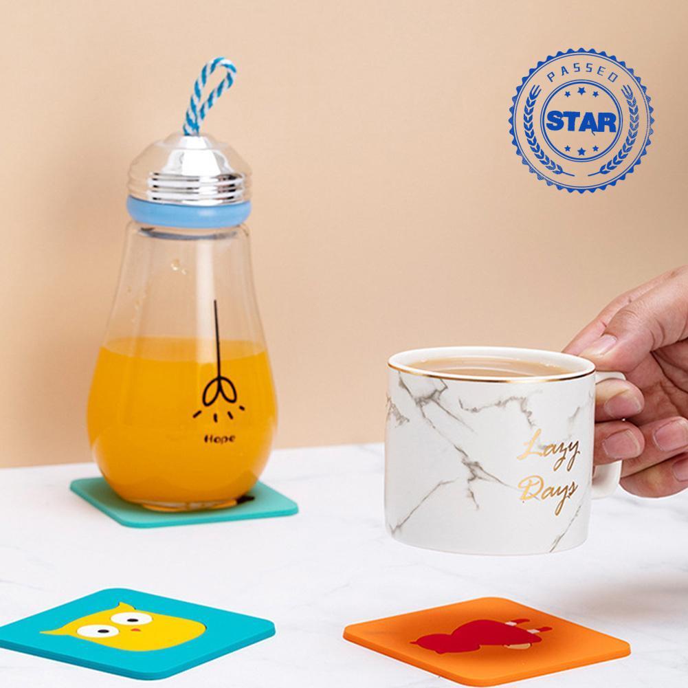 Đế Lót Ly Silicon Chống Trượt Hình Cú / Gấu Trúc / Cá Voi / Thỏ Hoạt Hình Dễ Thương O2A4