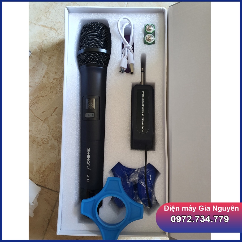 Micro đa năng hát karaoke W14 UHF đổi tần số, hút âm nhạy. Bảo hành 12 tháng
