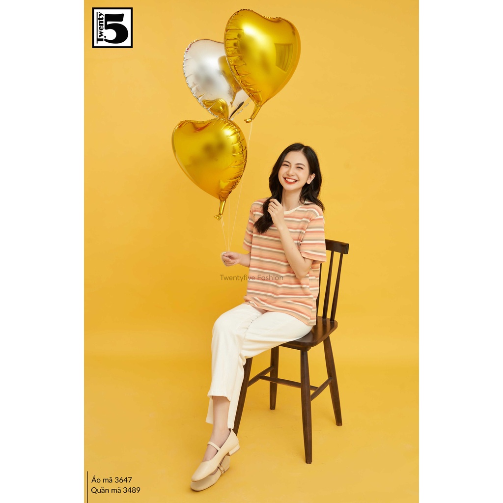 Quần jeans ống đứng cạp chun sau lưng cao co dãn Twentyfive 3489