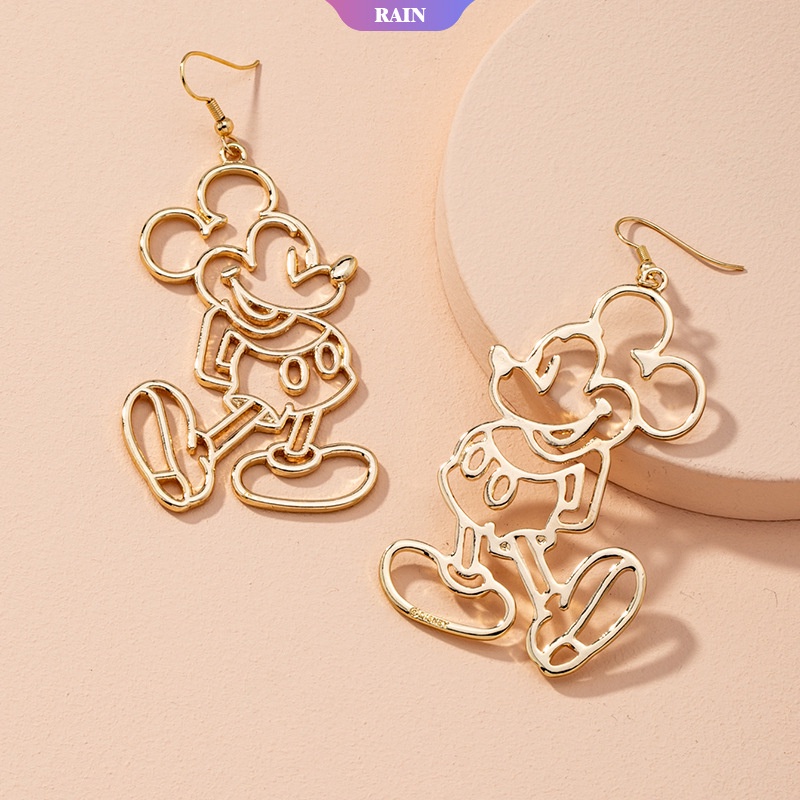 Bông Tai Thả Hình Chuột Mickey Màu Vàng Phong Cách Bohemian Thời Trang Hàn Quốc Mới Cho Nữ