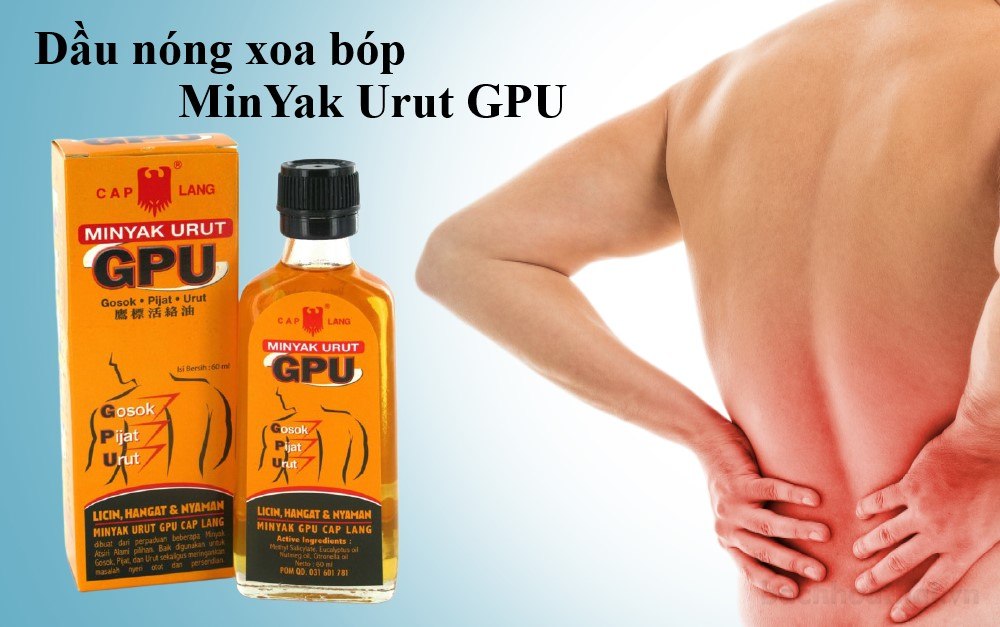 Chai dầu nóng xoa bóp hiệu con ó MinYak Urut GPU Cap Lang