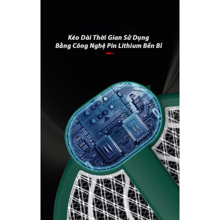 Vợt Muỗi Gấp Gọn KUNBE Kiêm Đèn Bắt Muỗi 2 Trong 1, Diệt Muỗi Côn Trùng Hiệu Quả Tích Hợp Pin 1200mAh