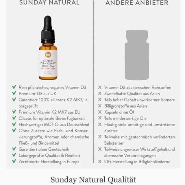 Vitamin D3 K2 MK7 Sunday Natural Đức 15µg 20ml