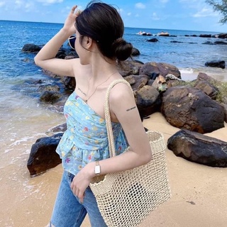Túi cói đan thưa phong cách Vintage