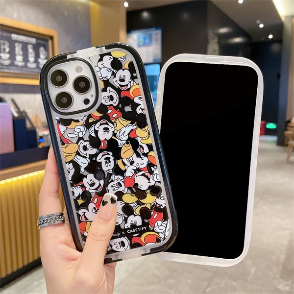 Ốp Điện Thoại Viền Đen Hình Mickey Donald 2 Trong 1 Cho iPhone 13 13 Pro Max 12 12Pro 12ProMax 111Promax X