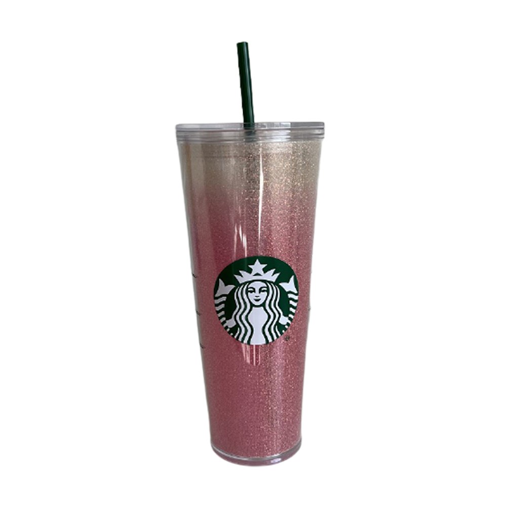 Ly nước Starbucks hai lớp bằng nhựa trong suốt 700ml có ống hút