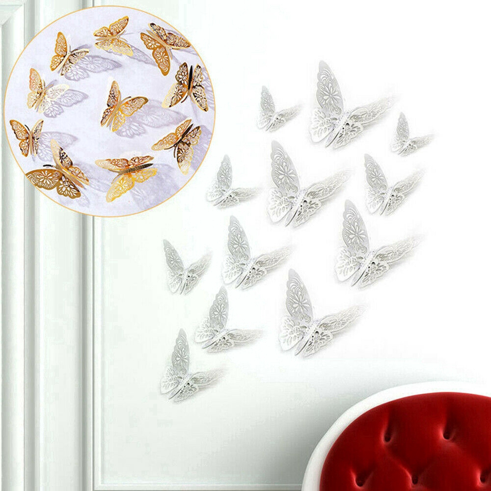 Bộ 12 Miếng Dán Tường Hình Bướm 3d Dễ Thương