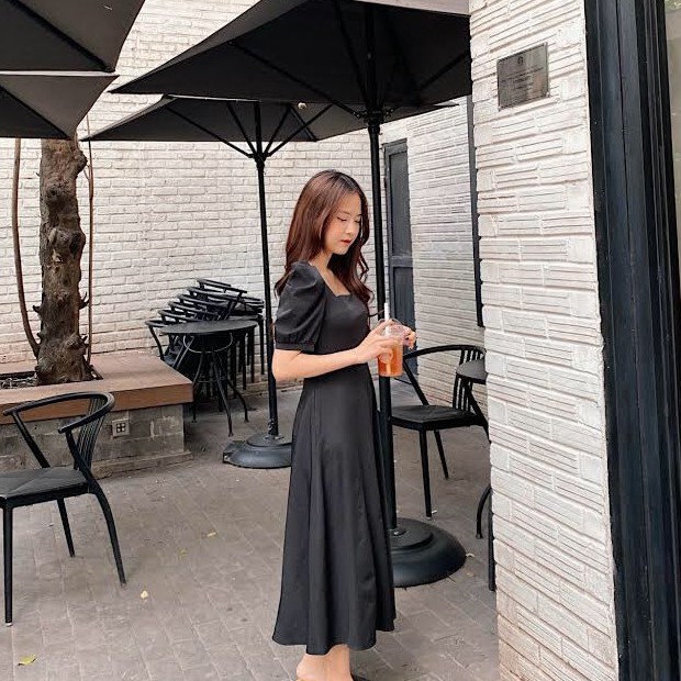 Đầm nữ dài váy xoè cổ vuông tay bồng phong cách vintage Accola MD01 | BigBuy360 - bigbuy360.vn