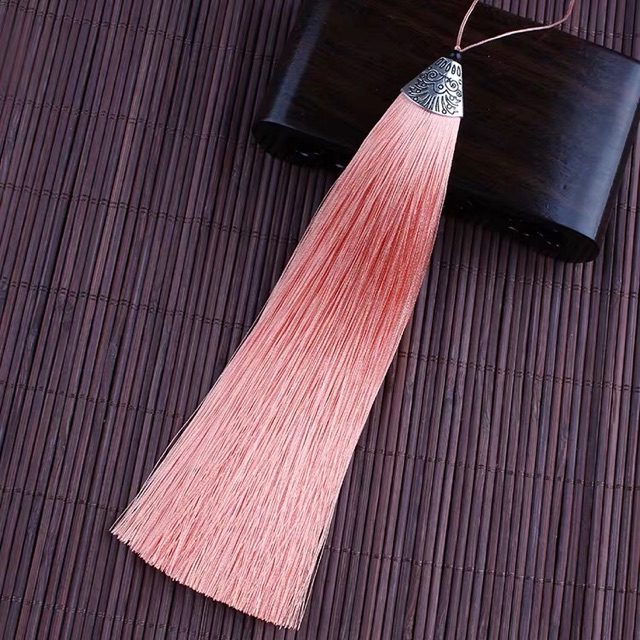 (17CM) Tua rua nẹp bạc dài đỏ trang trí dây treo làm đồ handmade phụ kiện cổ trang xinh xắn