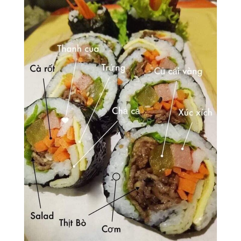 Lá kim làm cơm cuộn kimbap 10 lá