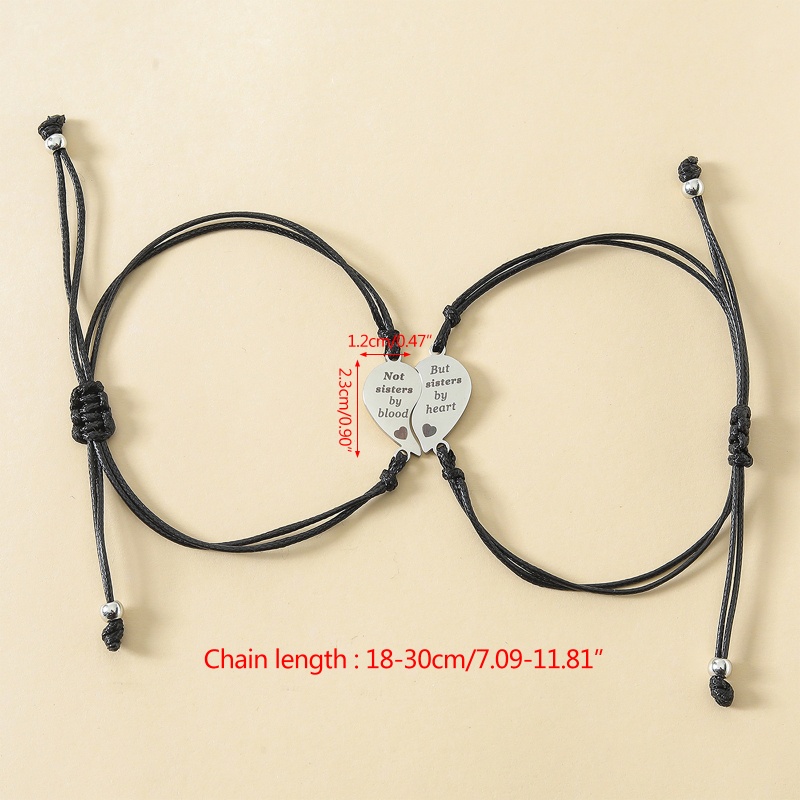 1 Cặp Vòng Tay Bện Dây Bằng Thép Không Gỉ Hình Trái Tim Khắc Chữ Best Friends Có Thể Điều Chỉnh