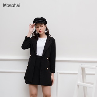 blazer khuy vàng dáng lửng