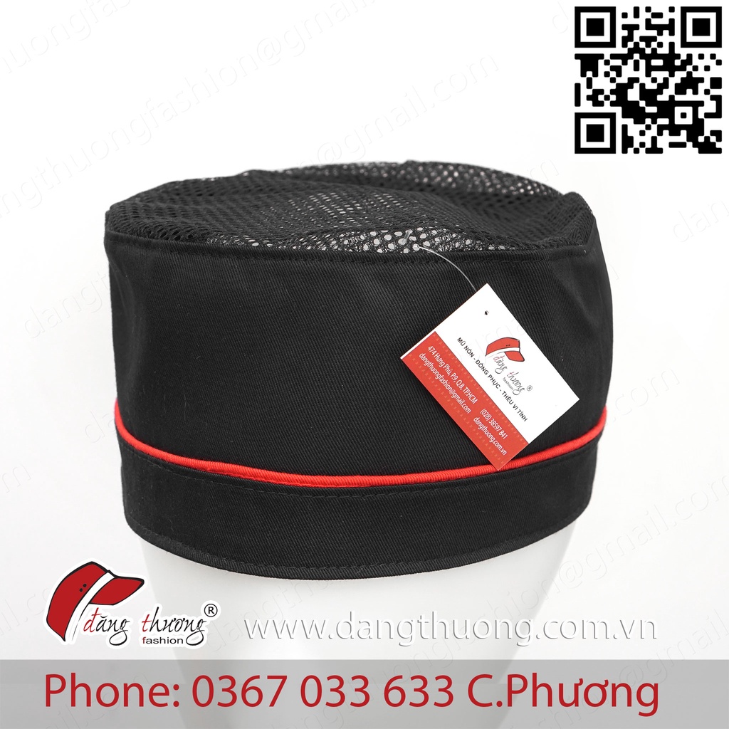 [SHIP HỎA TỐC] [CÓ SẴN] Mũ nón đầu bếp trưởng, phụ bếp Châu Á Nhật Bản Sushi  Màu Trắng và Đen có lưới thoáng mát