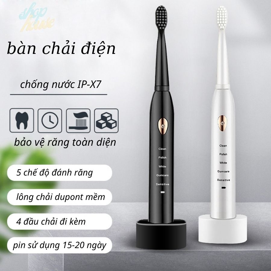 Bàn chải điện 5 chế độ đánh răng, bàn chải đánh răng tự động SONIC-X1