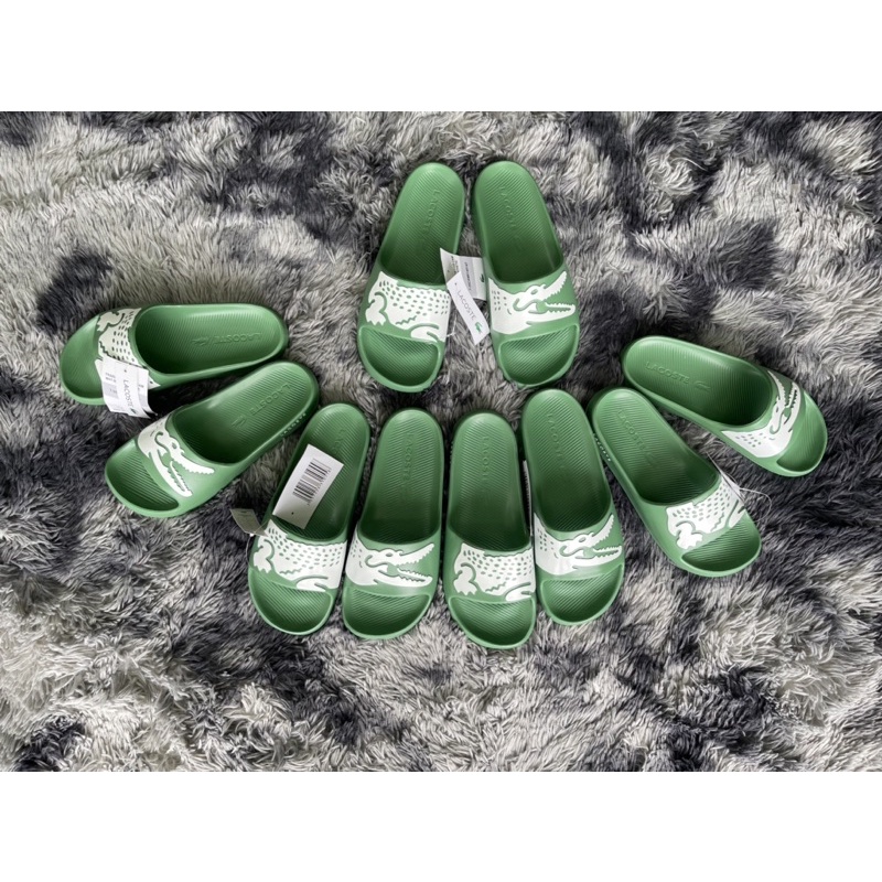 Dép quai ngang nam cao cấp, dép lacostee cá sấu hở mõm màu xanh cốm