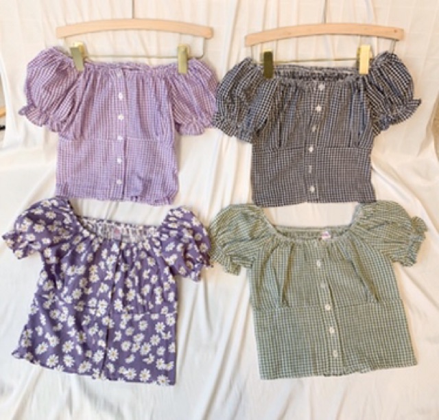 Áo croptop tay bo chun lưng