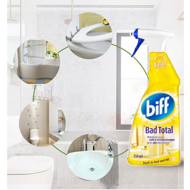 Bình Xịt Tẩy Rửa Đa Năng Biff 750ml - Làm Sạch Nhà Vệ Sinh, Nhà Tắm, Diệt Sạch 99,9% Vi Khuẩn