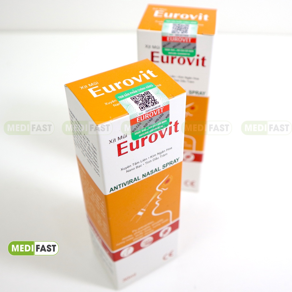 Dung dịch xịt mũi Eurovit giúp giảm ngạt mũi, thông mũi, phòng ngừa cảm cúm - Lọ 30ml từ thảo dược