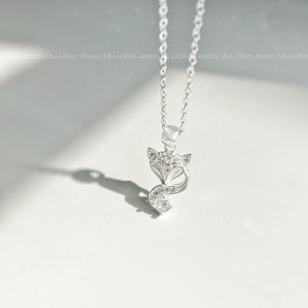 Dây chuyền bạc Miuu Silver, vòng cổ nữ mặt hồ ly đính đá sang trọng, xinh xắn