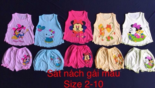 Set đồ gồm 5 bộ,  5 màu y hình cùng size Cotton 100%, thấm hút mồ hôi, mềm mịn... 5 bộ size 1:6kg 5 