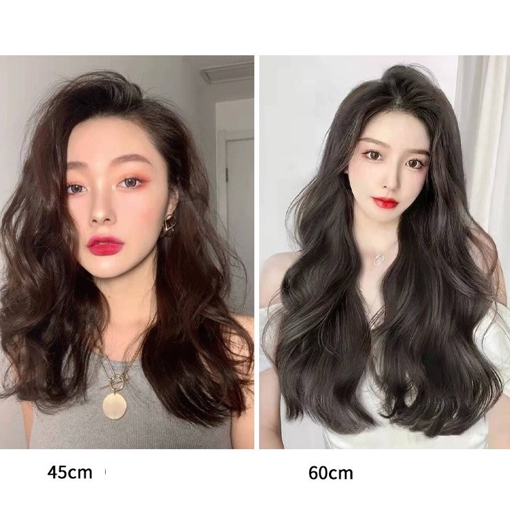 Tóc giả nữ kẹp dải 5 phím xoăn dáng dài chất sợi tơ nhân tạo