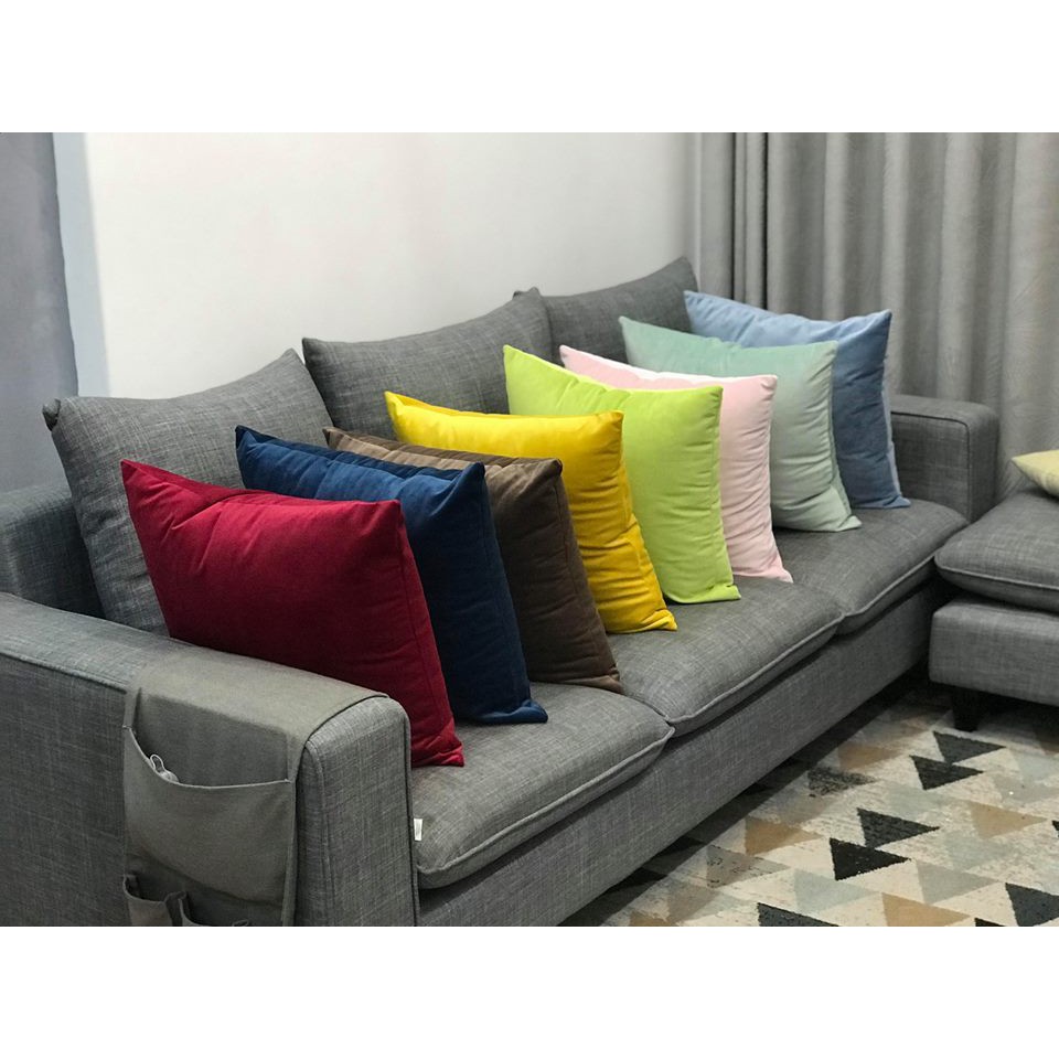 Vỏ gối tựa lưng sofa nhung mịn cao cấp cỡ 45x45cm (Không kèm ruột)