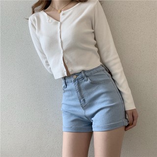 [Có sẵn+ảnh thật] Quần short nữ cạp cao co dãn phong cách Hàn Quốc