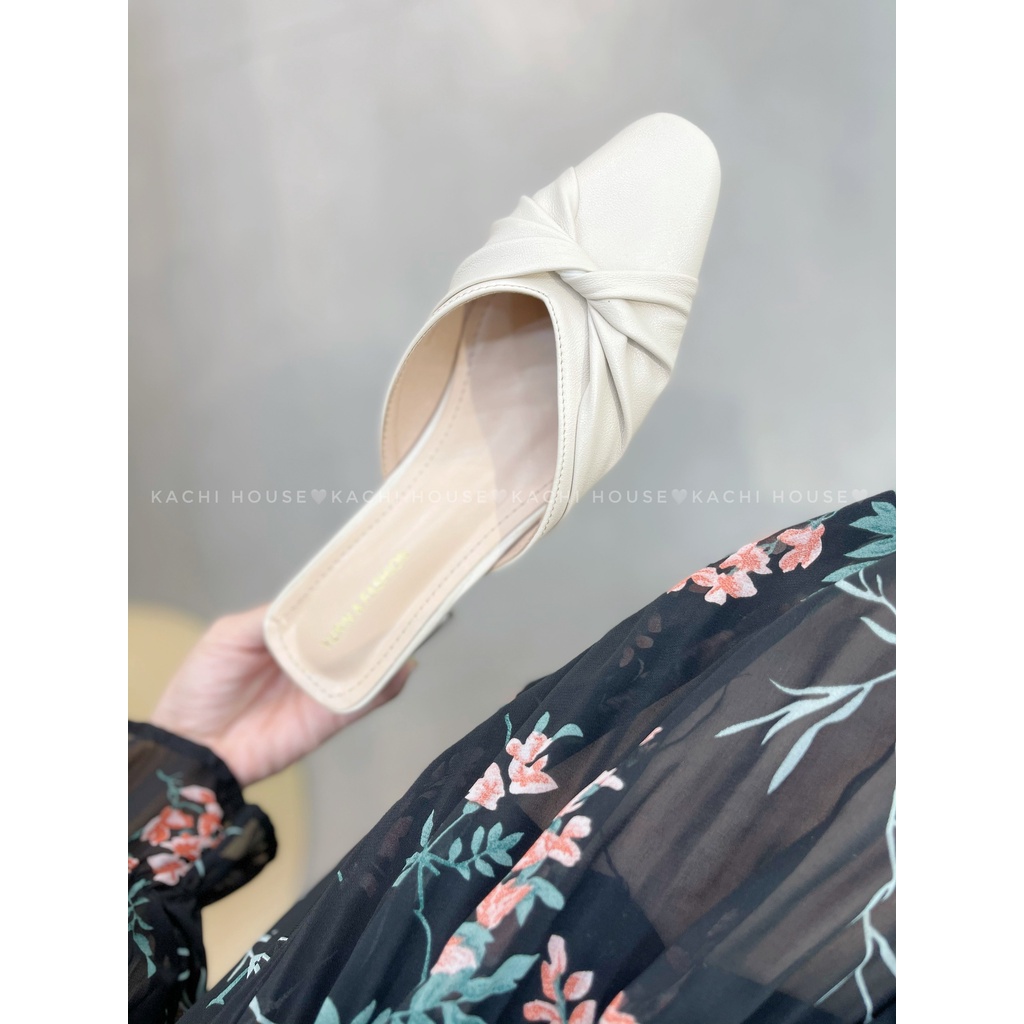 Giày Sục nơ nhún gót vuông 3cm mẫu 088-1 - kachi house