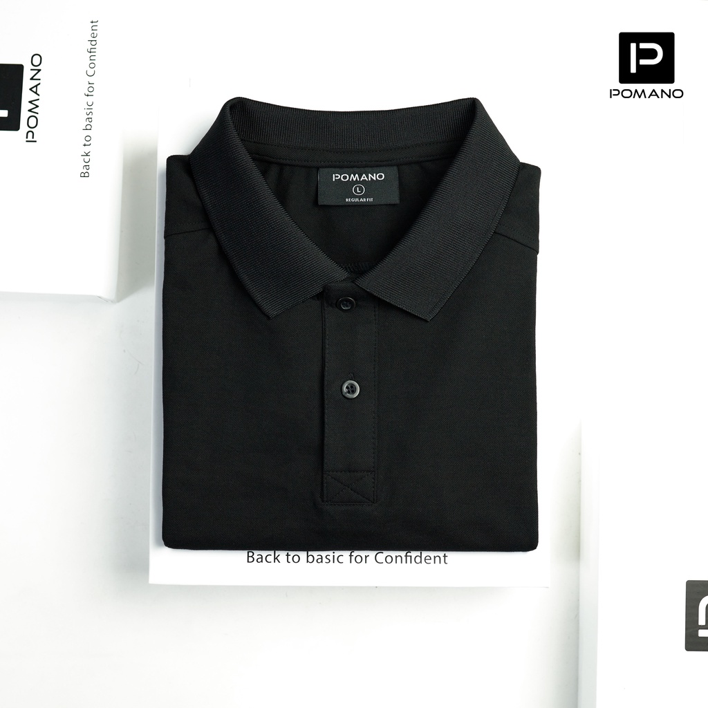 Áo thun POLO nam cổ bẻ vải cá sấu Cotton xuất xịn, thiết kế phong cách sang trọng lịch lãm Đen POMANO