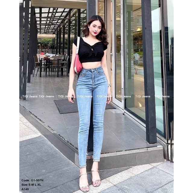 Quần jeans ôm dãn 1 khuy túi hông hàng cao cấp chuẩn phom lưng cao