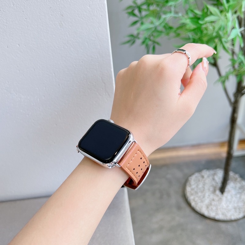 Dây Đeo Bằng Da Thật Mỏng Cho Đồng Hồ Thông Minh apple watch 7 41mm 45mm 38mm 42mm 40mm 44mm se 6 5 4 3 2 1