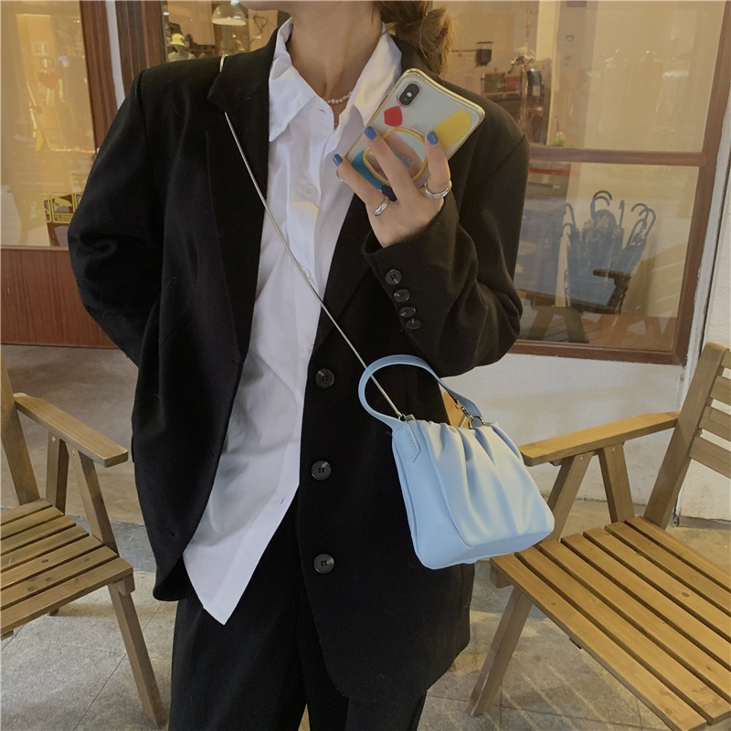 Túi Xách Đeo Vai Gấp Gọn Phối Dây Xích Thời Trang Pháp Dành Cho Nữ 2021