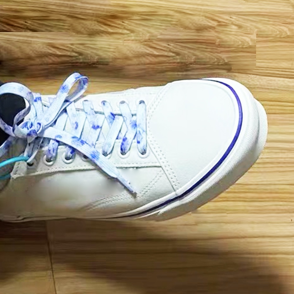 Dây Giày Thể Thao Bằng Vải Canvas Dạng Dẹt Co Giãn Màu Gradient Dễ Thương