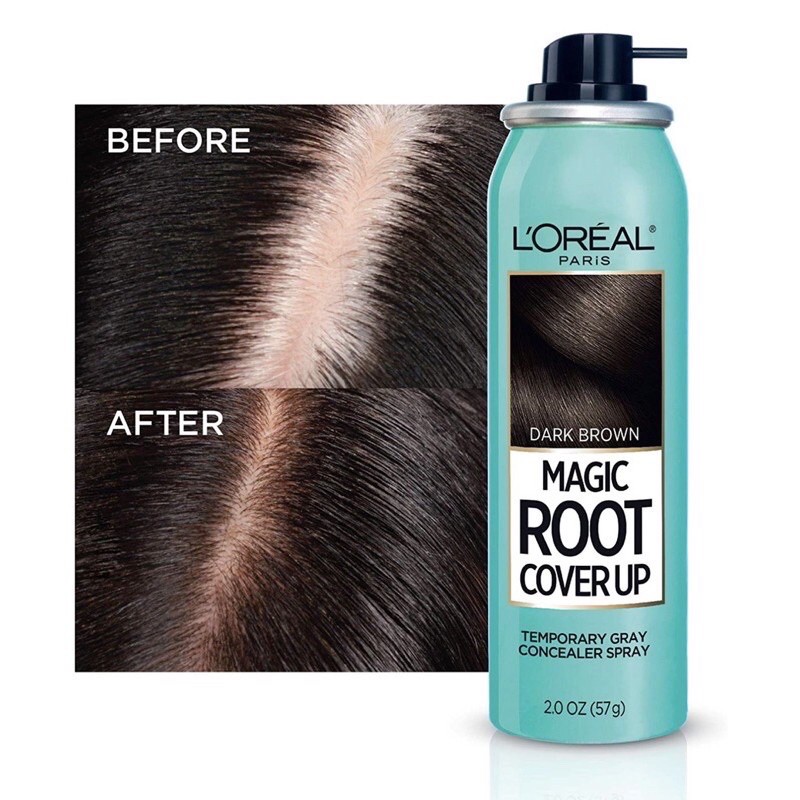 Chai xịt nhuộm chân tóc bạc tạm thời Loreal Magic Root Coveru Up (nâu vừa-nâu đậm-đen)