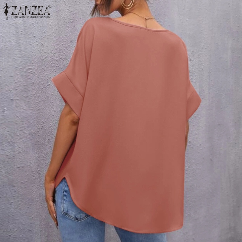 Áo kiểu ZANZEA tay ngắn cổ chữ V thời trang dành cho nữ
