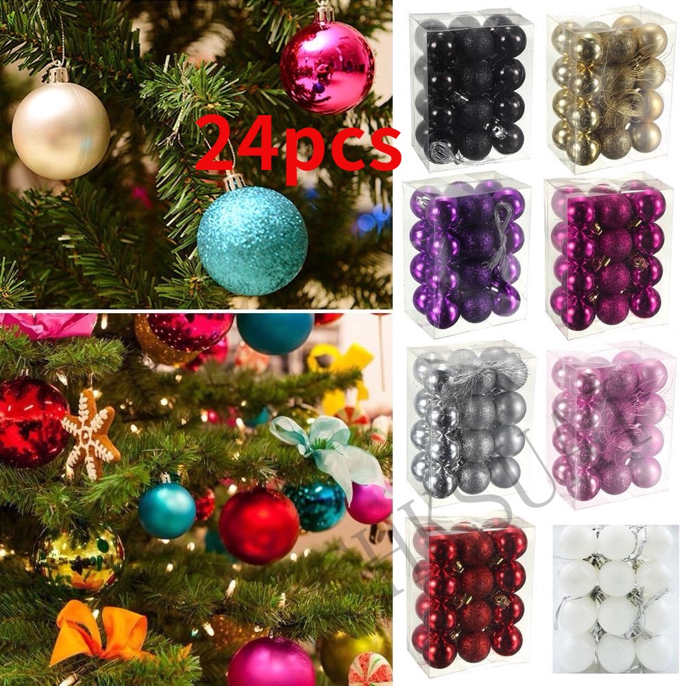Set 24 quả châu 3cm trang trí cây thông giáng sinh năm mới