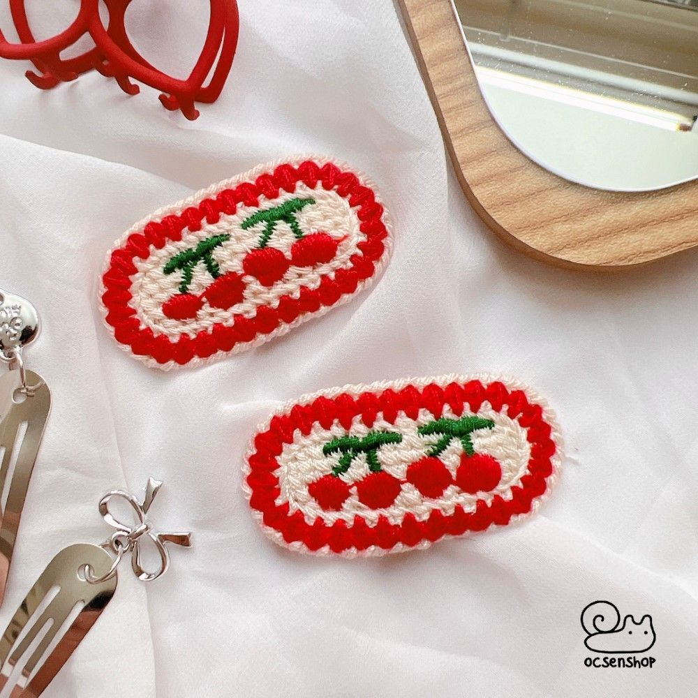 Kẹp tóc thêu Cherry