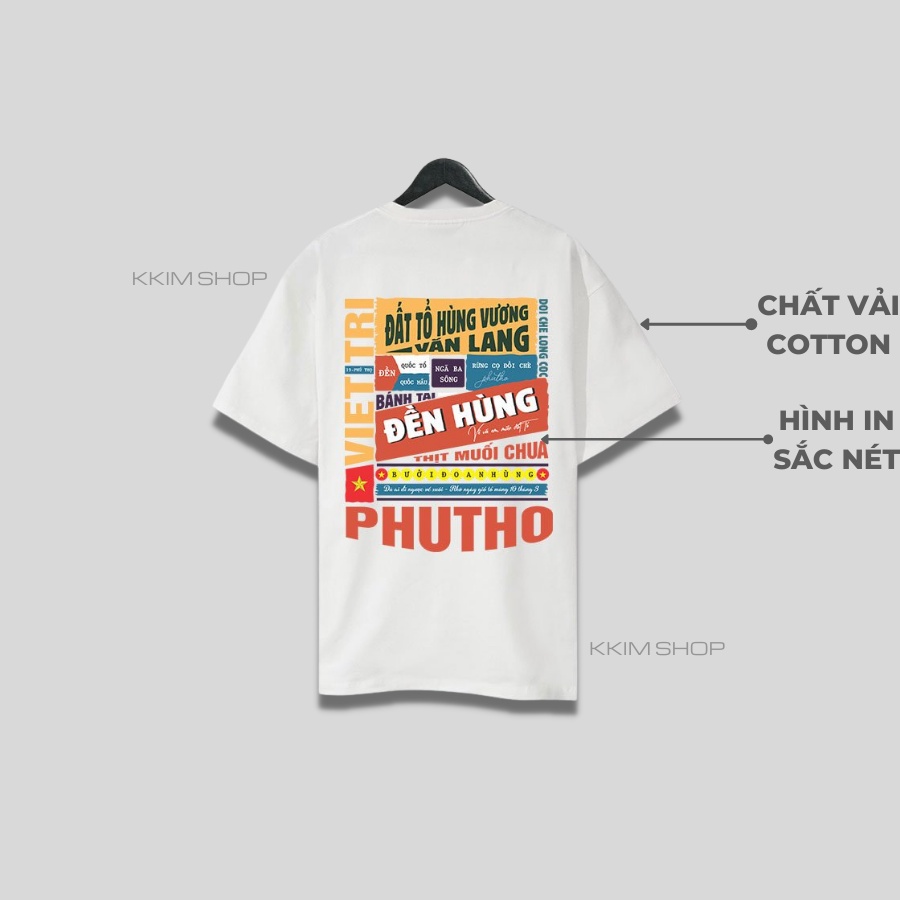 Áo thun tay lỡ PHÚ THỌ, Áo phông 63 tỉnh thành Form rộng oversize, chất liệu Cotton KKIMSHOP