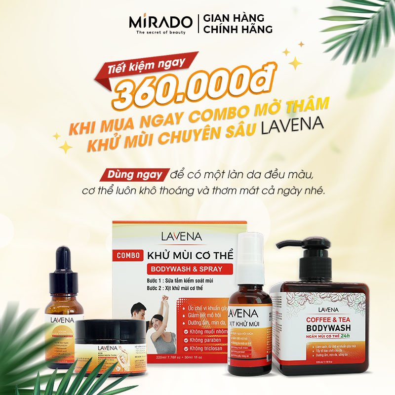 Combo 4 Sản Phẩm Mờ Thâm, Sáng Da Khử Mùi Cơ thể Lavena
