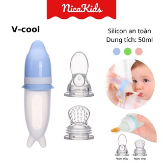 Bình Thìa Silicon VCOOL ăn bột - tặng kèm túi nhai hoa quả