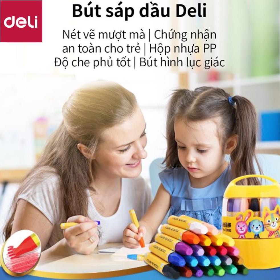 Bút sáp dầu học sinh hộp nhựa Deli - 12/18/24 màu - 72090/72091/72092 [Deli]