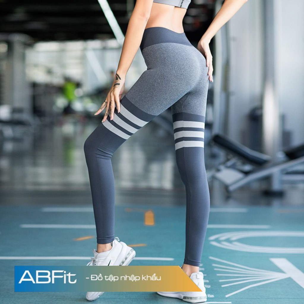 Quần legging đùi phối kẻ ngang chất lượng cao cấp