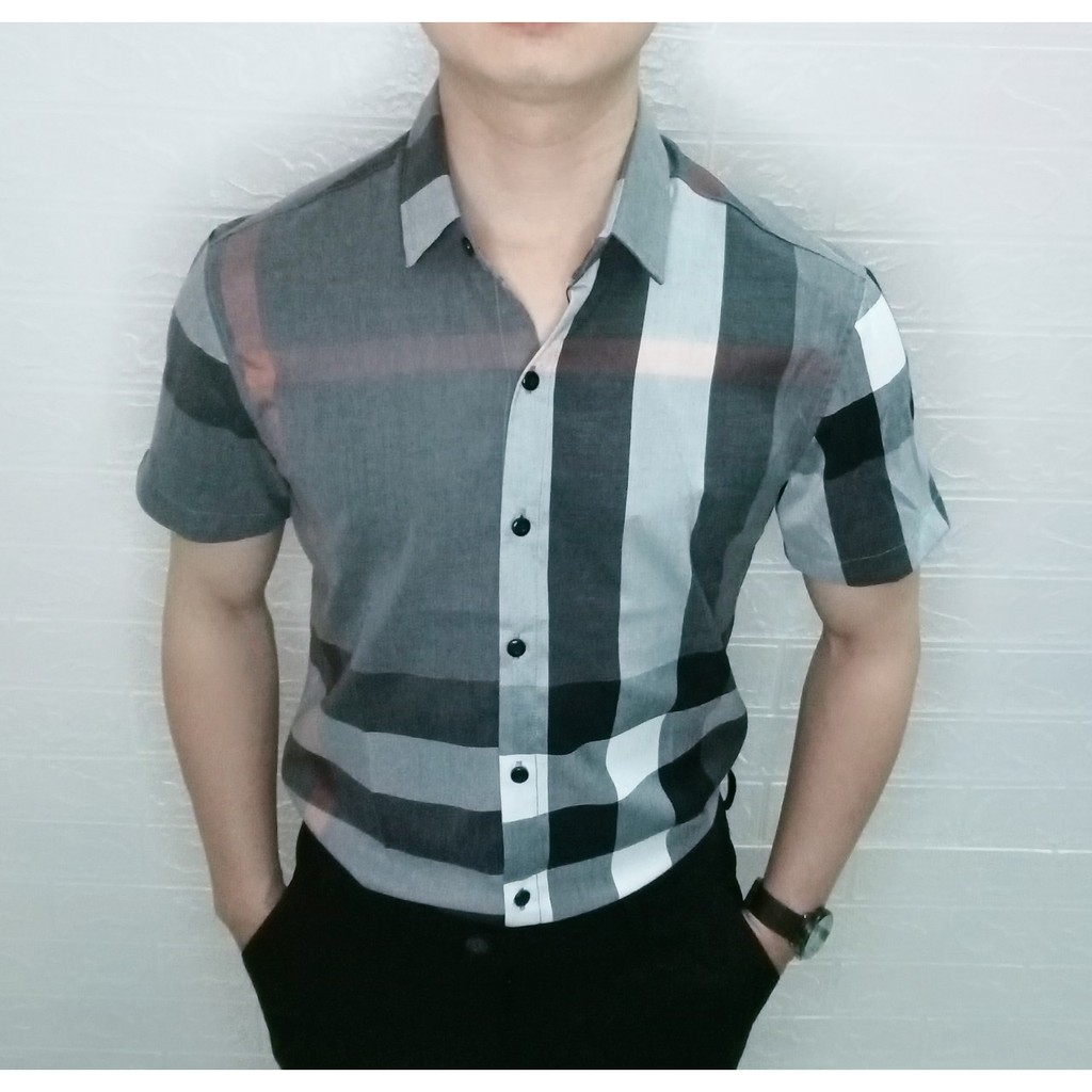 Áo Sơ Mi Nam Ngắn Tay Phối Caro Nhiều Màu Trẻ Trung Thời Trang Lịch Lãm - NEW ( Tặng 01 đôi tất HM )