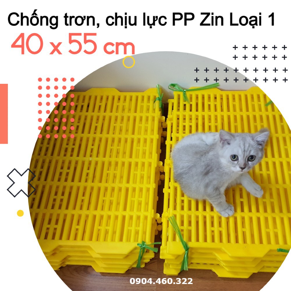 Tấm Lót Sàn Nhựa Chó Mèo 40x55cm - Sàn Nét, Bền, Chống Trơn - Nhựa Loại 1 Tặng Dây Rút Nhựa