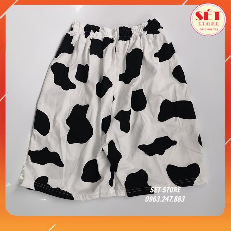 Set đồ nữ áo bò sữa unisex + quần đùi - 3 màu Đen,Trắng,Loang sữa SB133