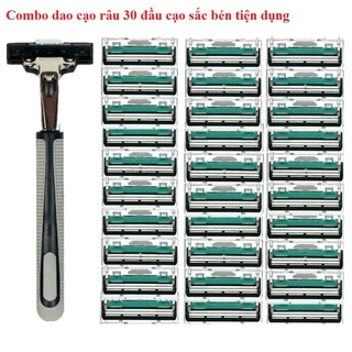 Dao cạo râu 30 đầu 2 lưỡi cao cấp - cán dao cạo râu