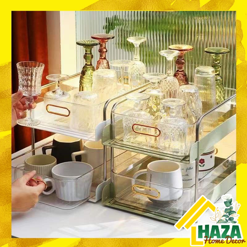 Kệ mỹ phẩm Giá úp cốc nhựa, Tủ ngăn kéo đựng đồ nhà bếp phòng ngủ nhà tắm nhiều tầng có bánh xe [Haza Home Decor]
